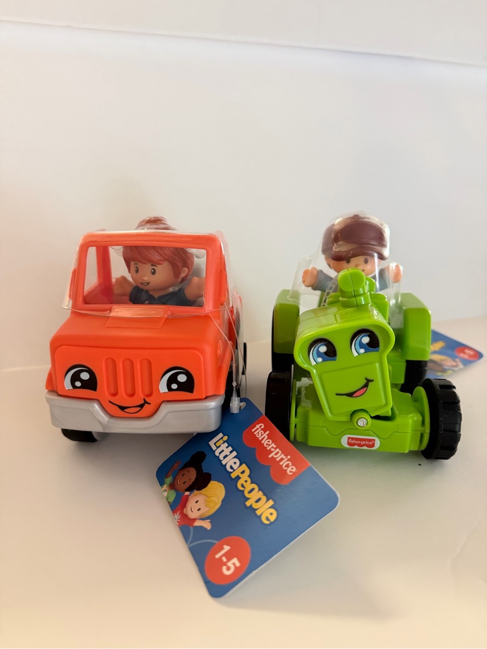 Fisher-Price Little People Orange Truck and Green Tractor Pair